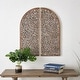 preview thumbnail 10 of 22, Brown Wooden Handmade Arched Floral Wall Decor with Intricate Carvings (Set of 2) Brown - 15"W, 36"H