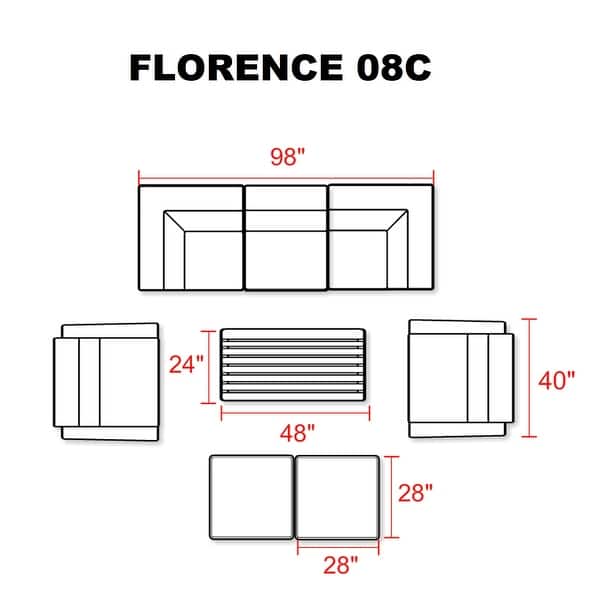 Florence 8 Piece Sectional Seating Group with Cushions and Optional
