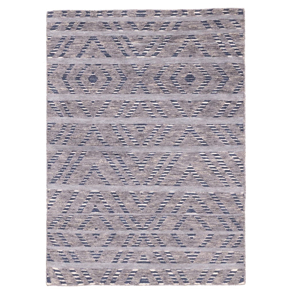 ECARPETGALLERY Hand-knotted Tangier Grey Wool Rug - 5'5 x 7'7
