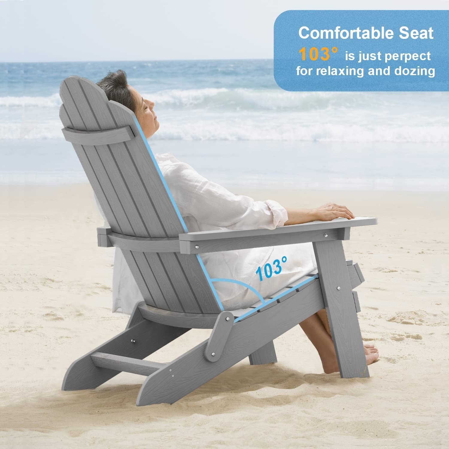 Folding Adirondack Chair Weather resistant Outdoor Garden Patio