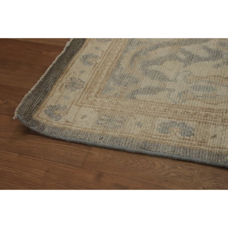All-Over Gray Floral Oushak Vegetable Dye Large Rug, Floral Geometric Carpet - 13' 10'' X 10' 1''