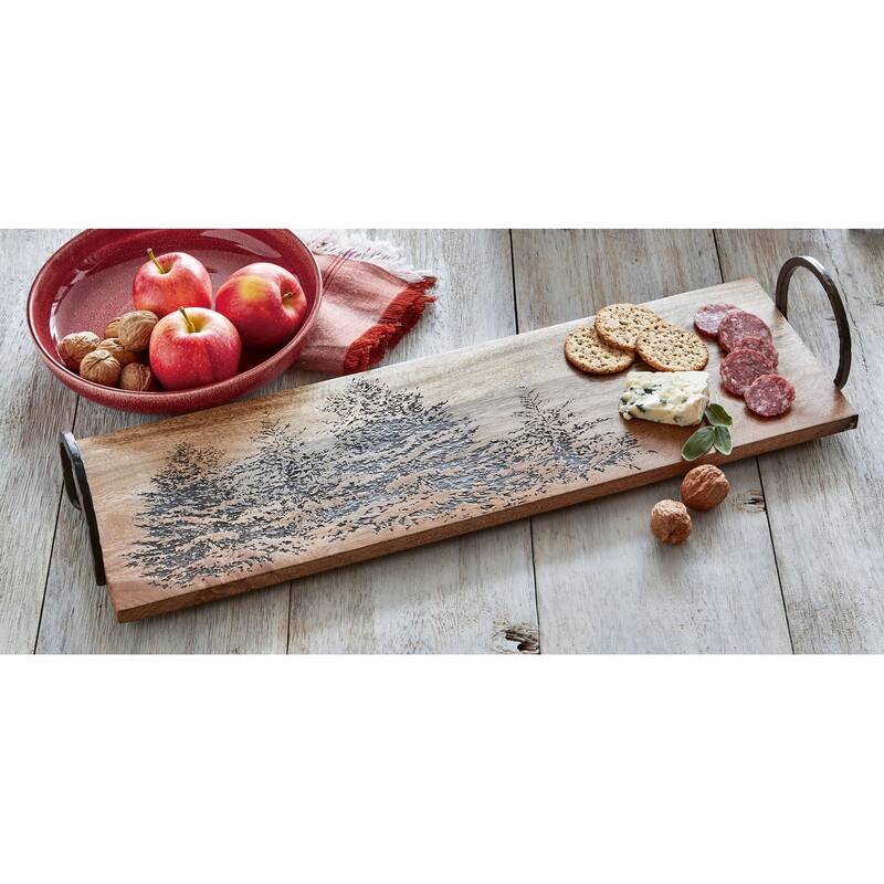 Winter Sketches Brunch Board Decorative Rectangular Tray For Cheese Appetizers Snacks