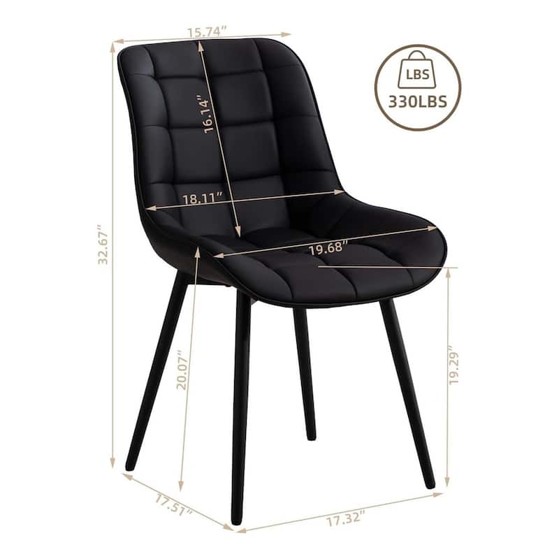 XINMICS Modern Upholstered Faux Leather Dining Chairs Set of 2