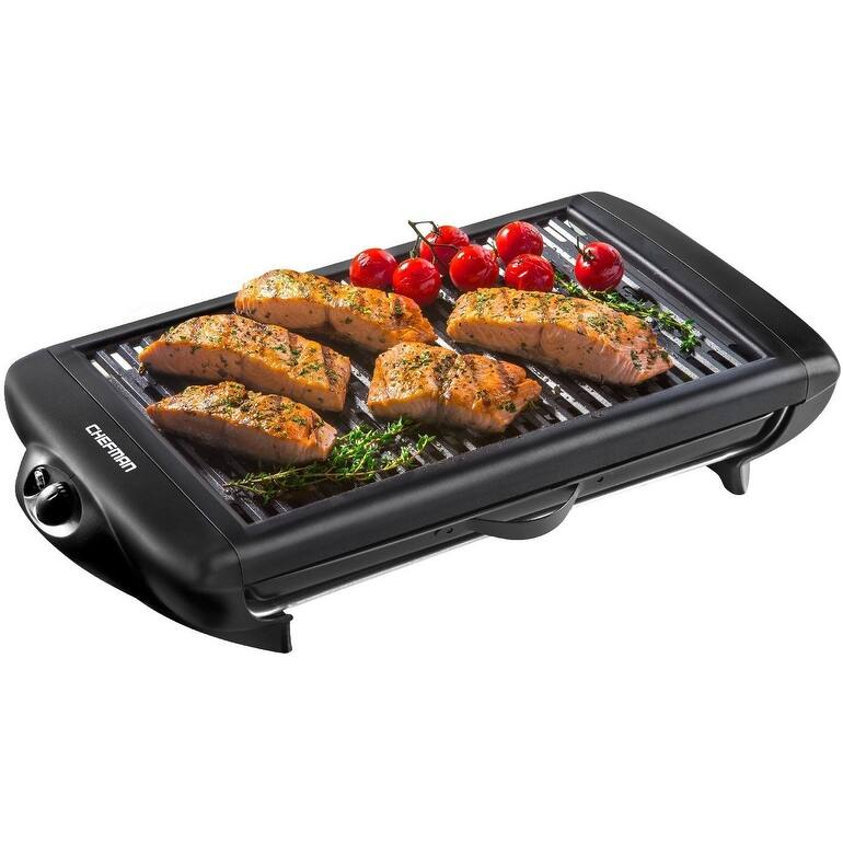 Electric Smokeless Indoor Grill w/Non-Stick Cooking Surface & Adjustable Temperature Knob from Warm to Sear