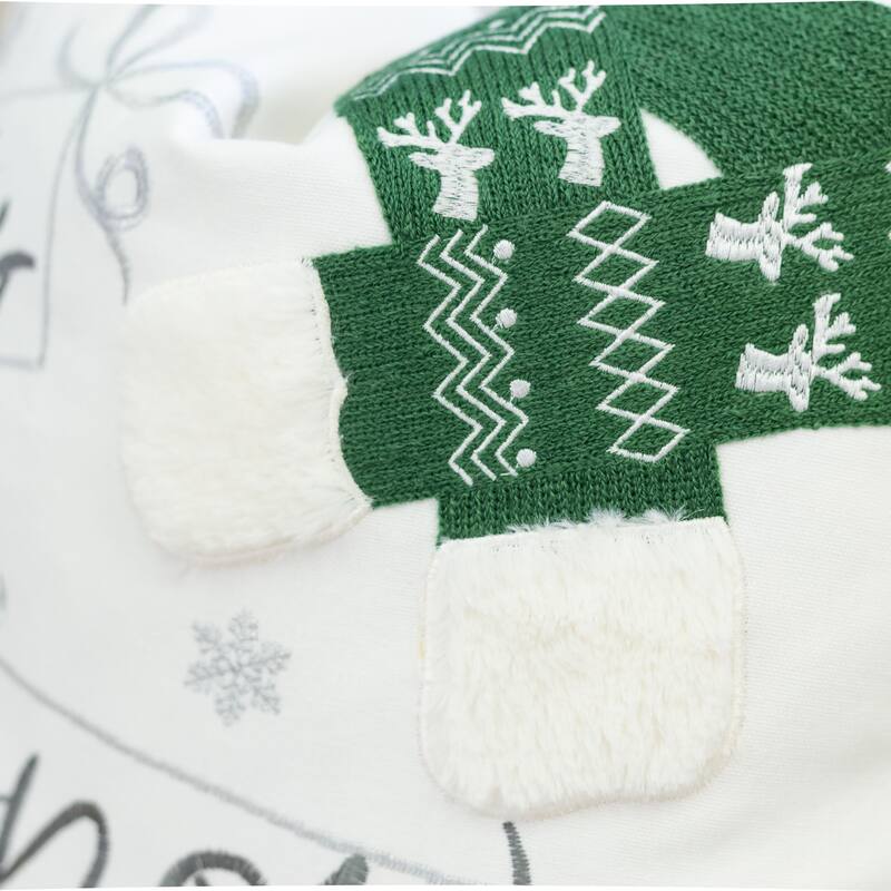 Christmas Throw Pillow - 20x20" Square Cotton Cushion with Red Knit Hat Design and Insert