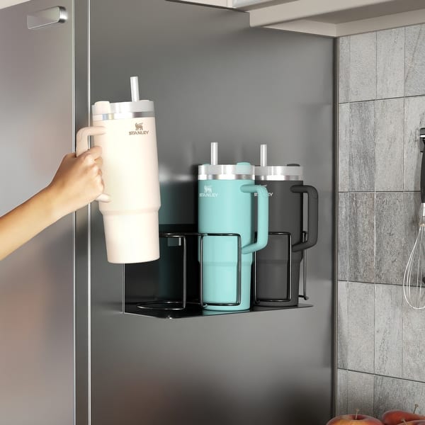 slide 2 of 21, Sorbus Magnetic Stanley Cup Holder for 3 Cups, Bottle Organizer Adjustable Mount - 4.25” L x 13.25” W x 5.5” H Black