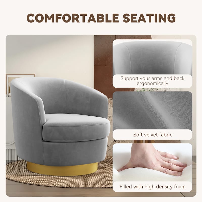 Set of 2 Velvet Swivel Club Chair Set, Soft & Comfotable - 2 Pieces