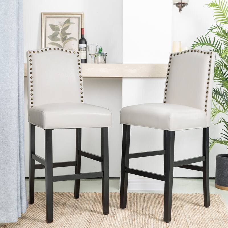 Glitzhome Set of 4 45"H PU Riveted Upholstered Pub/ Bar chairs Bar Stools