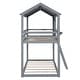 preview thumbnail 9 of 11, Twin Over Twin Bunk Bed Wood Bed With Roof,Window,Guardrail And Ladder,Solid Construction for Kids