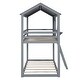 preview thumbnail 9 of 24, Twin Over Twin Bunk Bed with Roof, Windows, Ladder, and Guardrails, Solid Wood Playhouse Design, Space-Saving for Kids, Grey