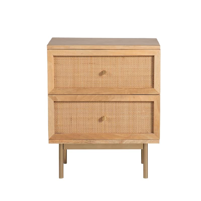 Curtis Solid Wood Two-Drawer Nightstand