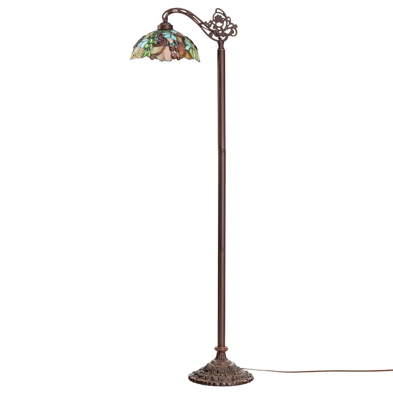 Victoria River of Goods Multicolor Tiffany Style Stained Glass Dome Shade 60-Inch Floor Lamp - 19" x 11.25" x 60"