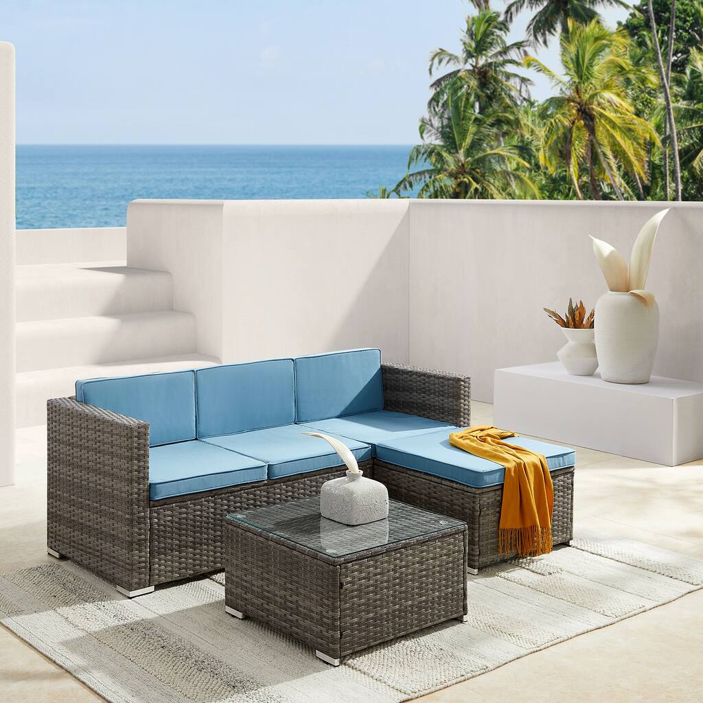 3-Pieces Wicker Outdoor Sofa Set