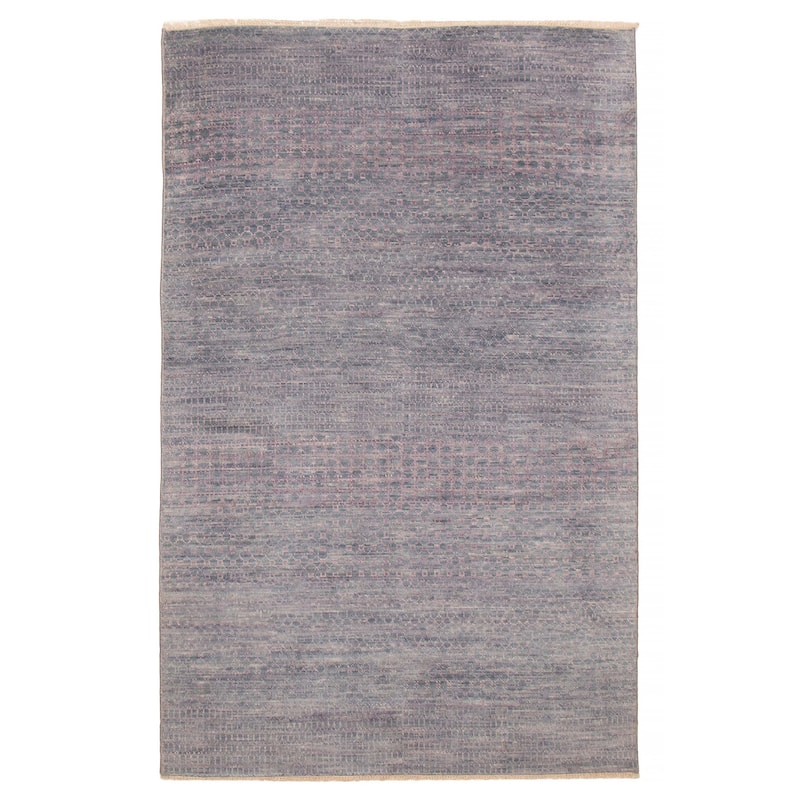 ECARPETGALLERY Hand-knotted Silk Shadow Grey Wool Rug - 5' 11" x 8' 11" - Grey - 5' 11" x 8' 11" - Rectangle