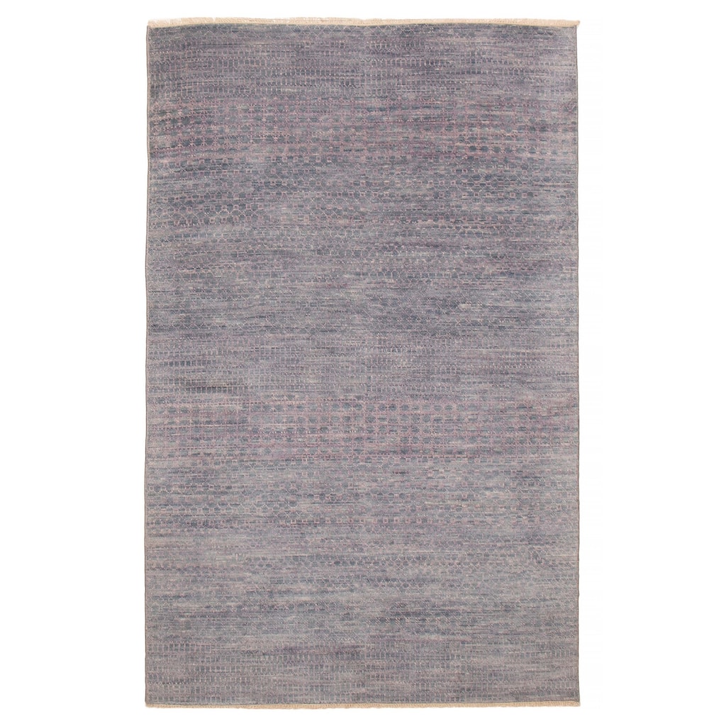 ECARPETGALLERY Hand-knotted Silk Shadow Grey Wool Rug - 5' 11" x 8' 11"