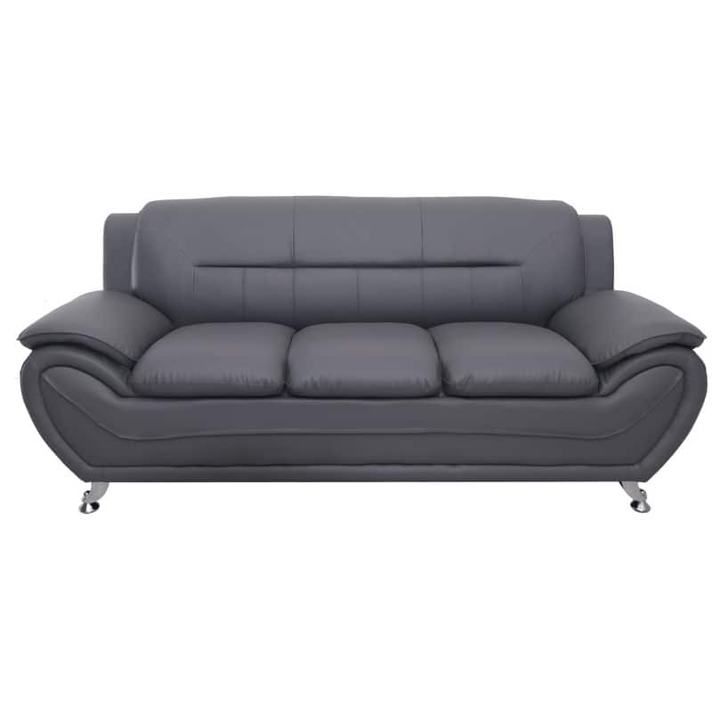 Michael Segura Bonded Leather Upholstered Sofa - Grey