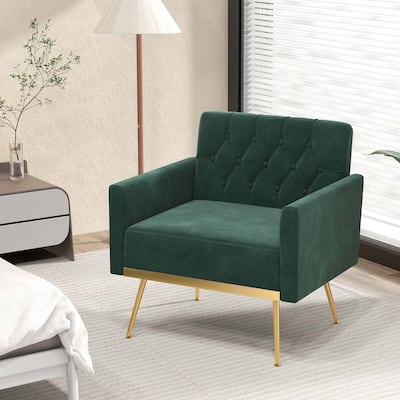Modern Velvet Accent Chair Upholstered Single Sofa Chair Armchair
