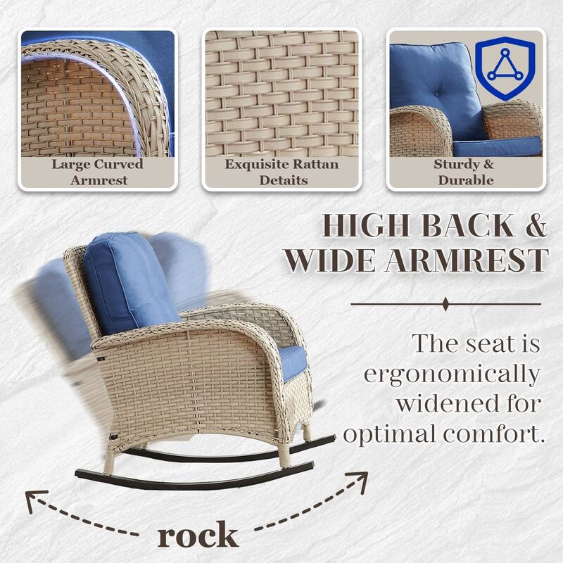 Pocassy Outdoor Loveseat Sofa with Table Funiture Set