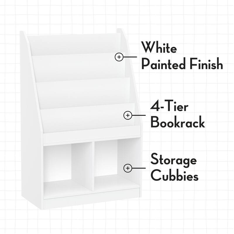 RiverRidge Kids Bookshelf and Toy Storage Organizer with 4 Racks and 2 Cubbies for Playroom, Nursery