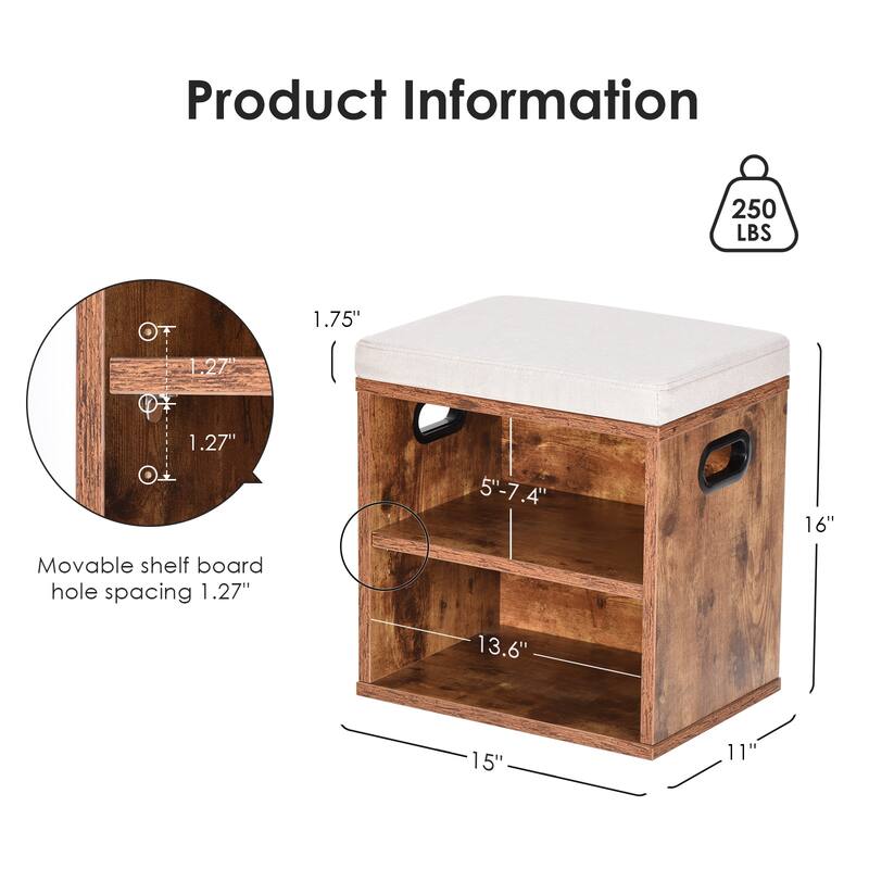 Small Shoe Bench for Entryway with Cushion Shoe Bench with Storage and Seating, Seat Entryway Shoe Rack, Entryway