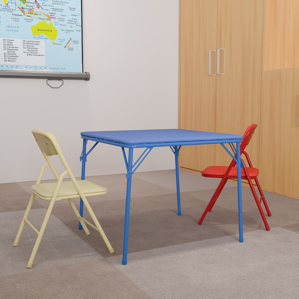 Kids Colorful 3 Piece Folding Table and Chair Set