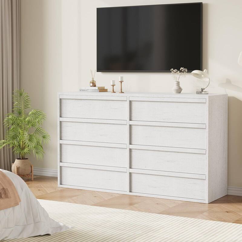 6/7/8 Drawer Dresser for Bedroom, 54" Wide Modern Double Dresser Organizer with Concave Handles