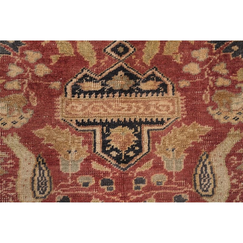 Hand Knotted Traditional Silk Orange Geometric Area Rug - 5' 9'' X 4' 2''