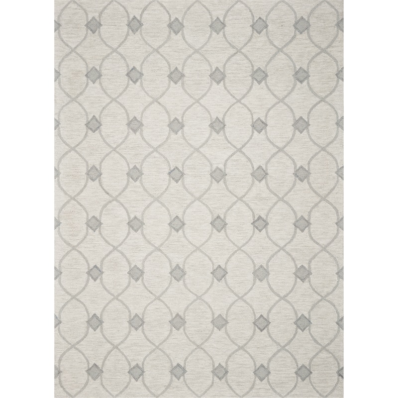 Porch & Den Cornus Trellis Hand-tufted Wool Ivory/ Grey Rug - 9' x 12' - Ivory