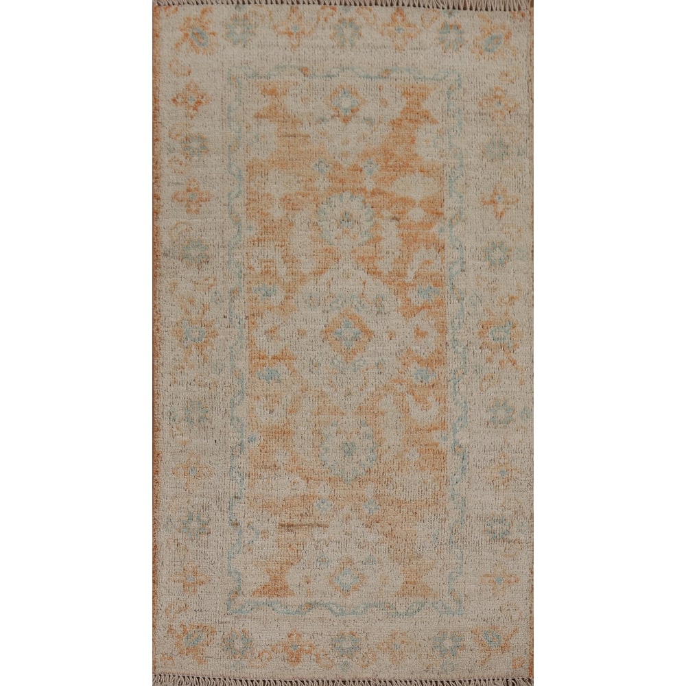 Muted Traditional Oushak Turkish Oriental Rug Hand-knotted Wool Carpet - 2'0" x 3'11"
