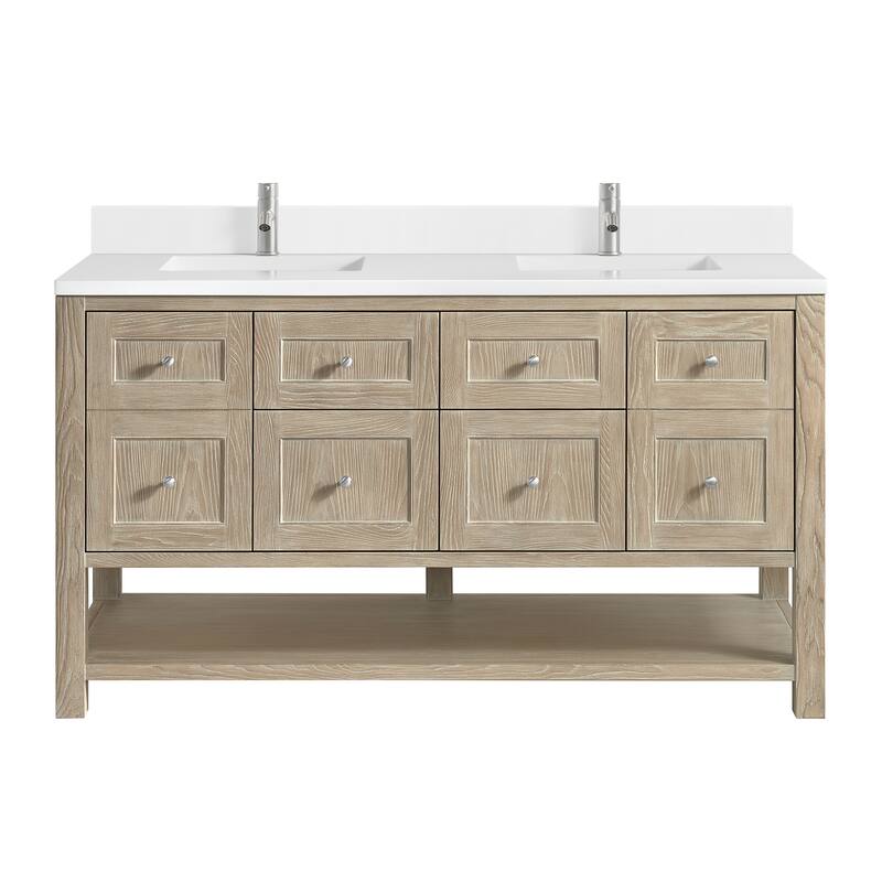 Breckenridge 60" Double Vanity, Whitewashed Oak - 60D