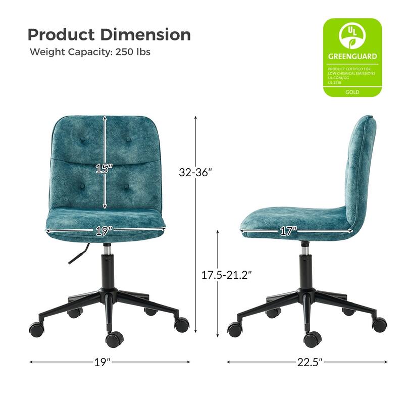 Klaus Upholstered Armless Swivel Task Chair with Tufted Back by HULALA HOME