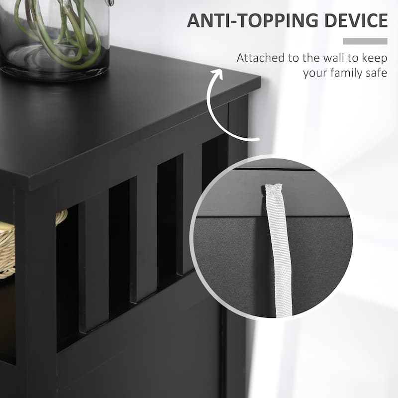 Sideboard Buffet Cabinet, Modern Kitchen Cabinet, Coffee Bar Cabinet with 2-Level Shelf and Open Compartment, Black
