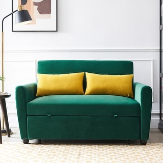 Modern Velvet Sofa with Pull-Out Sleeper Bed Loveseat Couch - Bed Bath ...
