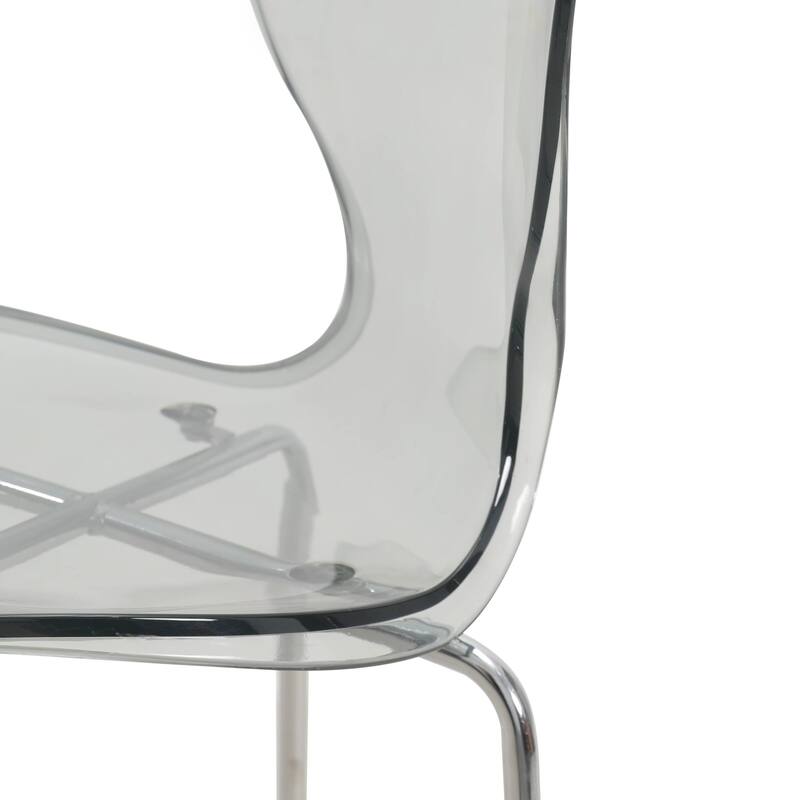 Acrylic Barstool with Steel Frame in Chrome Finish Oyster Series Set of 2