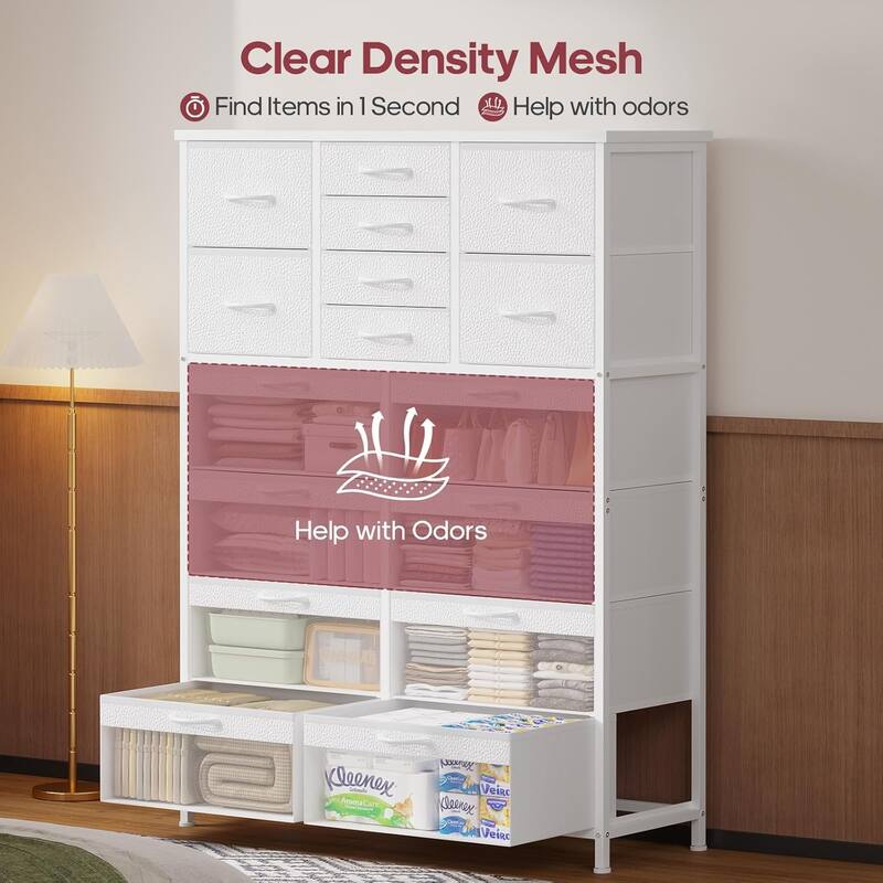 9-16 Drawer Dresser Fabric Storage Chests of Drawers Metal Frame