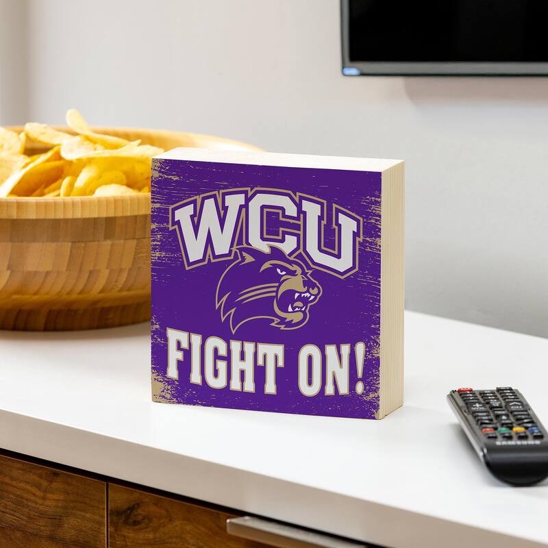 Western Carolina University Wooden Tabletop Mantel Shelf Sign - 6" x 6"