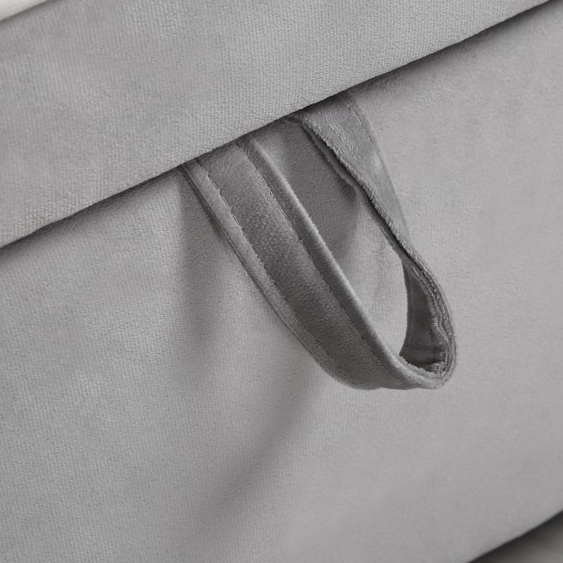 Grey Velvet Single Convertible Sofa Bed with USB Charging Port