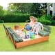 preview thumbnail 3 of 15, Badger Basket Covered Convertible Cedar Sandbox with Two Bench Seats - 46.5 inches L x 46.5 inches W x 9.5 inches H