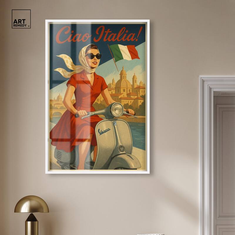 Scooter Italian Travel Shadowbox by Art Remedy