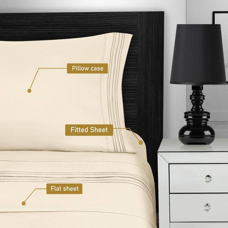 Superior Embroidered Microfiber Deep Pocket Bed Sheet Set