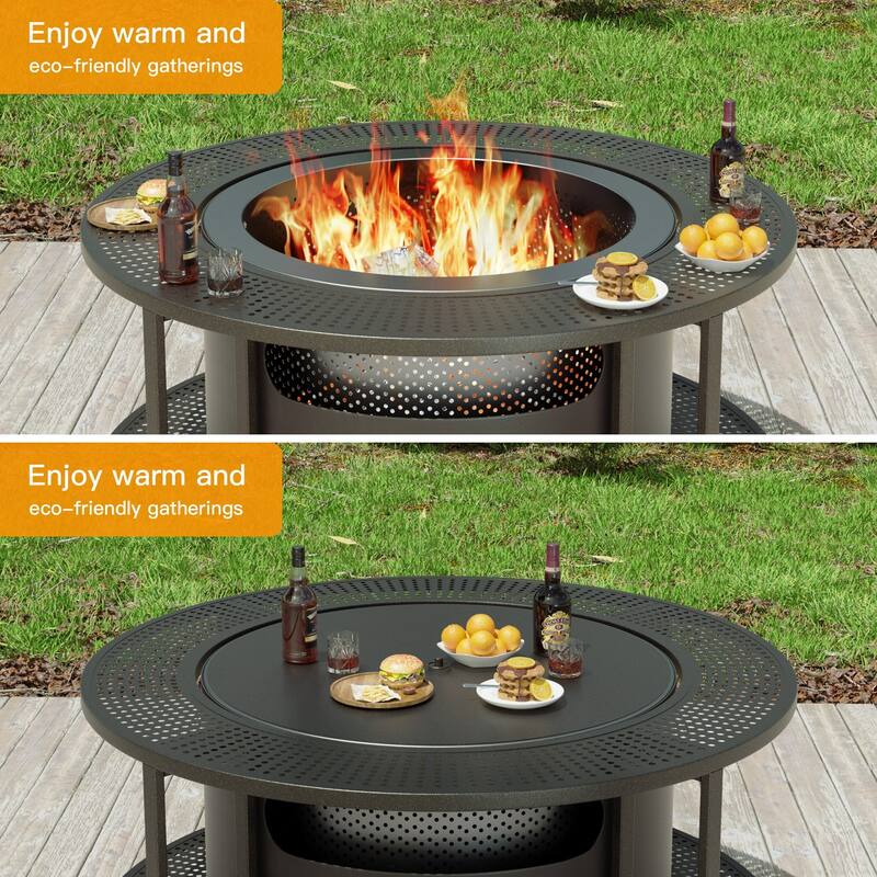 Kullavik 7-piece Adirondack Chair and Smokeless Fire Pit Table Set