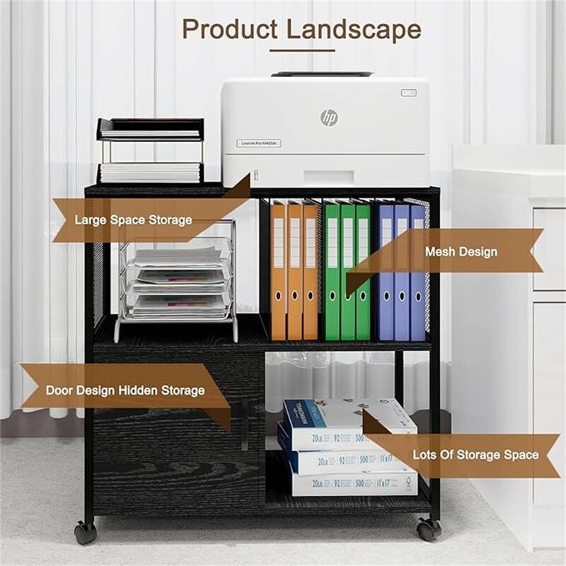 Mobile Wood Lateral File Cabinets - 15.7"D x 31.5"W x 29.7"H