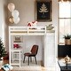 preview thumbnail 1 of 28, Full Size Loft Bed with Wardrobe and Desk and Shelves White