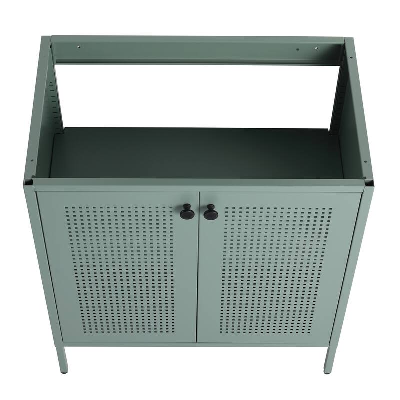 30 Inch Freestanding Bathroom Vanity Base with Adjustable Shelf and Punch-Hole Doors, Excluding Top Sink