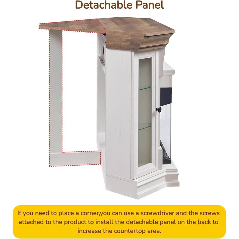 Farmhouse 3-Sided Fireplace TV Stand for 65" TV, Entertainment Center