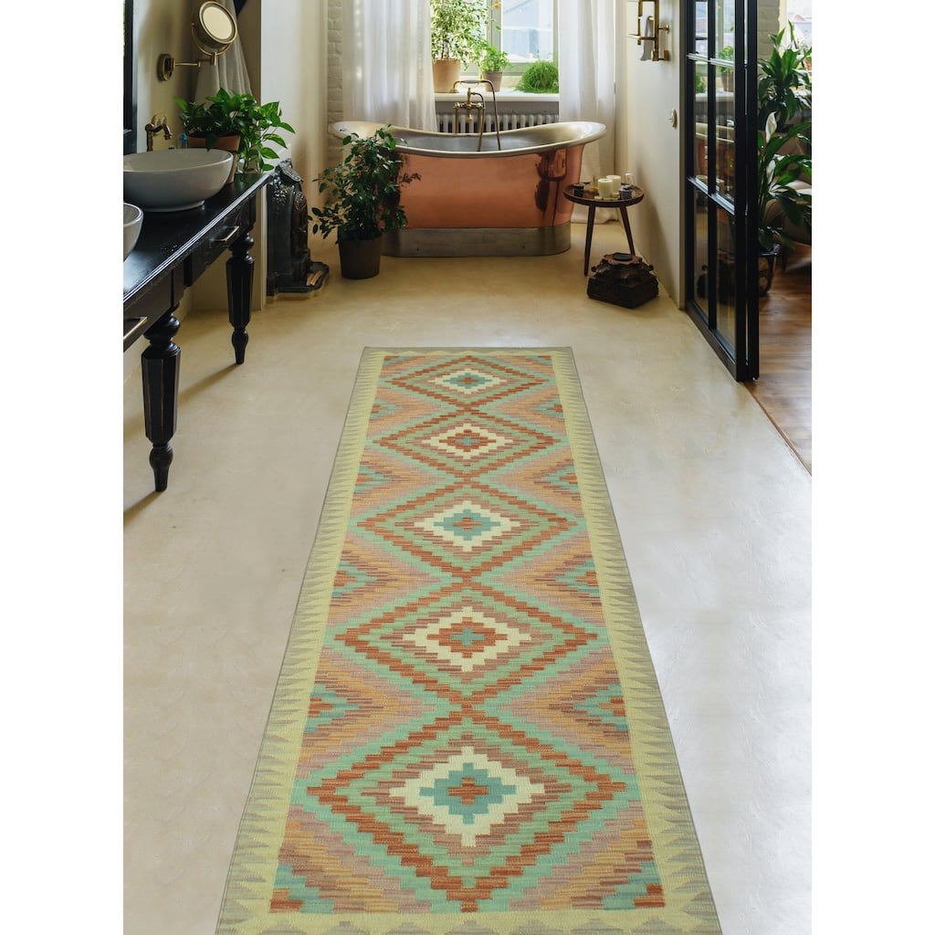 Sun Faded Flatweave Artie Red/Beige Runner - 2'8" x 9'9"