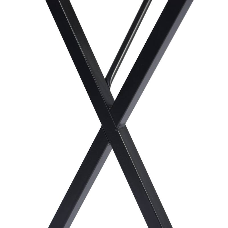 Homylin Modern Metal Frame Writing Desk with Raised Back Shelf, Black