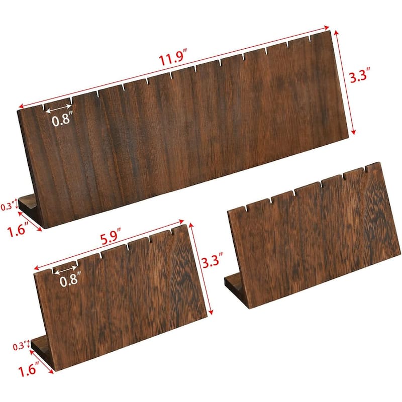3 Piece Lightweight Wooden Jewelry Stand Set, Earring Display for 12 Pairs - S