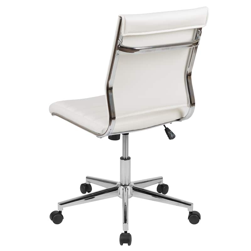 Mid-Back Armless LeatherSoft Contemporary Ribbed Executive Swivel Office Chair