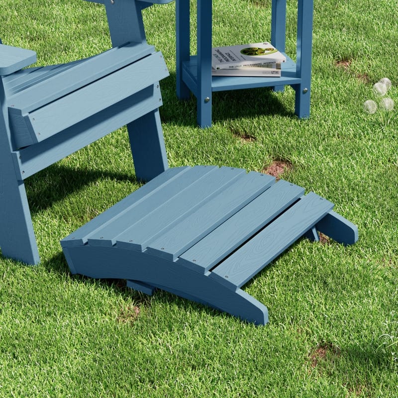 WINSOON 2-Piece All Weather HIPS Outdoor Adirondack Chair with Cup-Holder and Ottoman